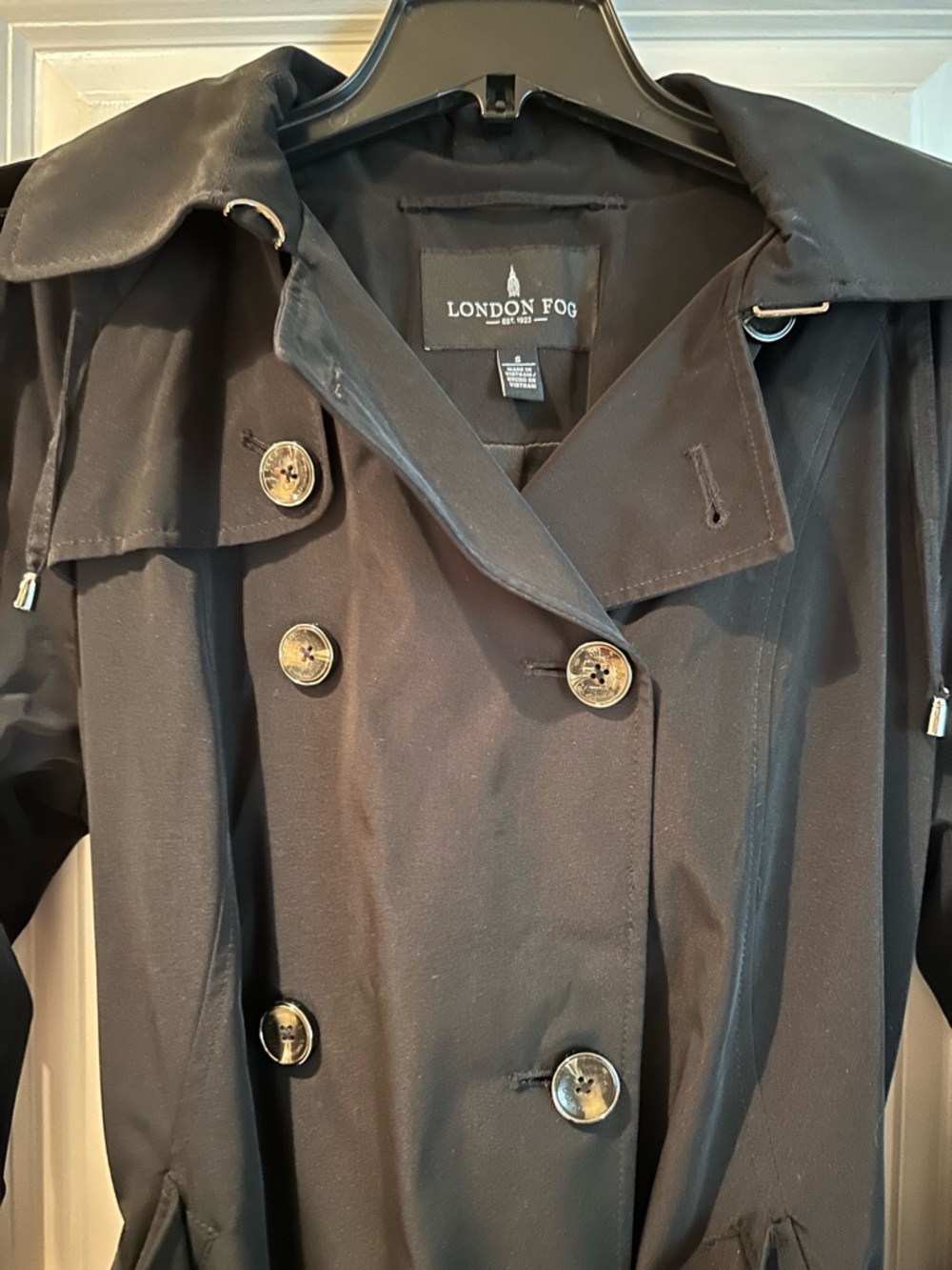 London Fog Black Double-Breasted Full Length Trench Coat